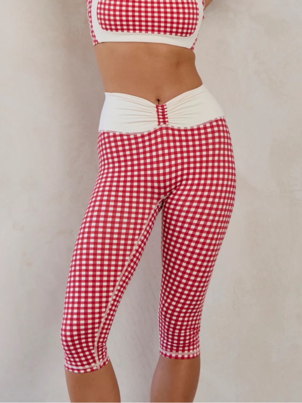 Astoria LUXE BALANCE Ruched Capri - Red Gingham M